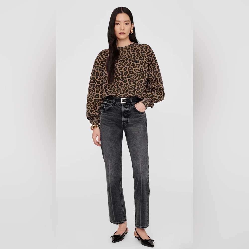 ANINE BING Miles Leopard Sweatshirt